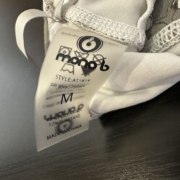 Mono B Zip Back Sports Bra Grey-brown White Floral Medium Women’s Racerback - Picture 4 of 4